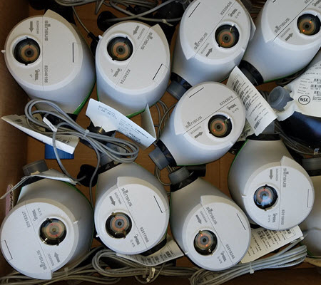 View of new remote-read water meters in a box