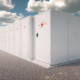 Daytime view of battery energy storage enclosures