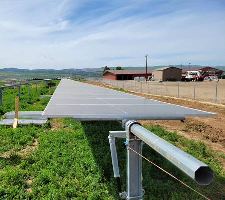 Daytime view of a section of the Yampa Valley solar farm