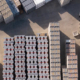 Daytime aerial view of packaging in storage at an IPL facility