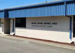 Daytime exterior view of the Operations Support Center for Bethel School District in Washington