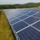Daytime view of an array of solar panels at Fort Detrick