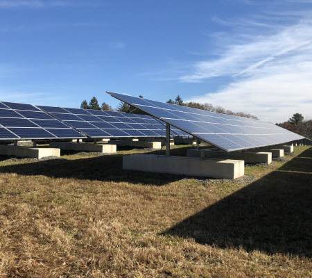 Daytime view of a municipal solar farm in Ashland