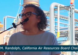 Screen capture of Liane M Randolph - Carlifornia Air Resources Board Chair - speaking at the ribbon cutting of the Keller Canyon RNG Plant