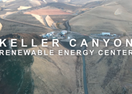 Screen capture showing an aerial view of the Keller Canyon renewable natural gas plant with the words Keller Canyon Renewable Energy Center superimposed