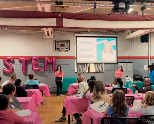 Screen capture shows kids attending a STEM Like a Girl session
