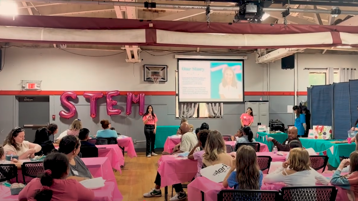 Screen capture shows kids attending a STEM Like a Girl session