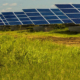 Daytime view of a municipal solar farm on a capped landfill in Sudbury.