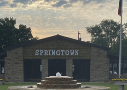 Daytime view of a fountain in a municipal park in Springtown