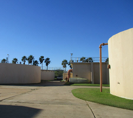 Daytime view of a municipal water treatment facility in Seabrook
