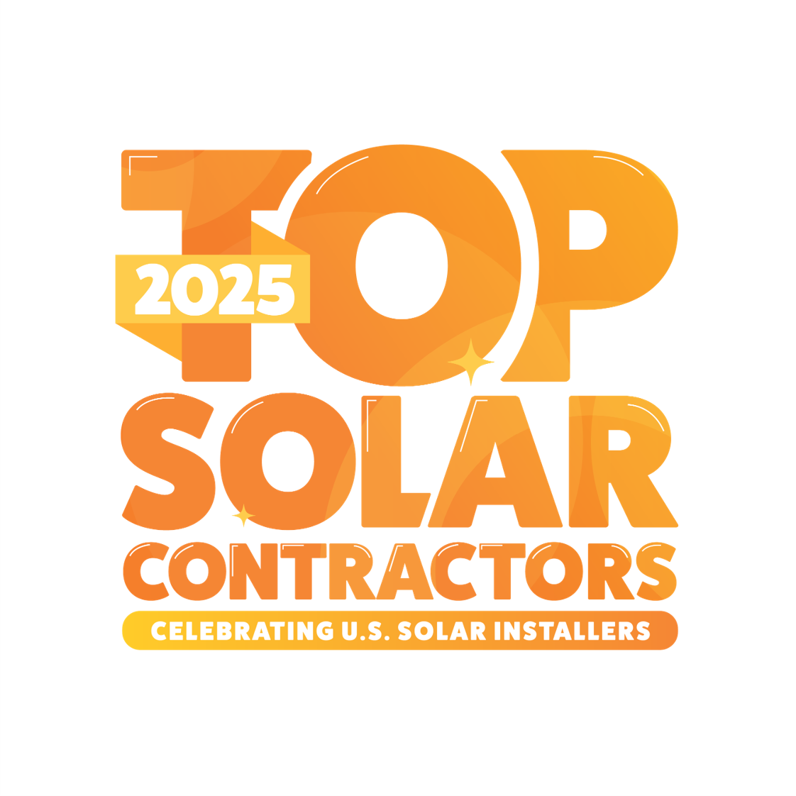 2025 Top Solar Contractors award badge with Celebrating US Solar Installers text