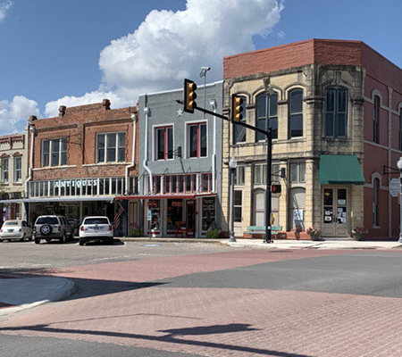 Daytime view of a portion of downtown Bonham