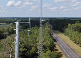 Daytime view of a monopole in Cleveland Texas