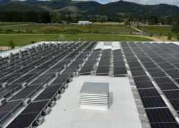Daytime view of a Phoenix Talent School District rooftop solar array