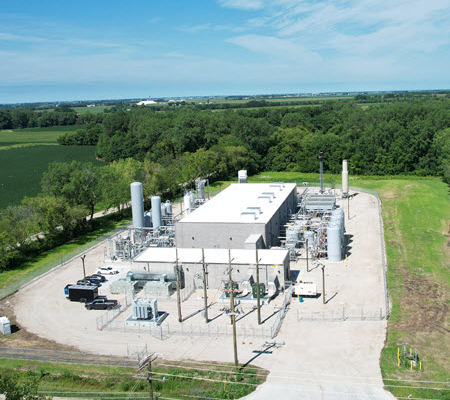 Daytime panoramic view of a renewable natural gas RNG plant in Lee County
