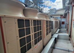 Daytime view of new K-12 school HVAC equipment in Tacoma