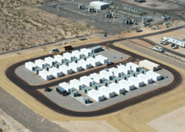 Daytime aerial view of a battery energy storage system built by Ameresco for Nucor