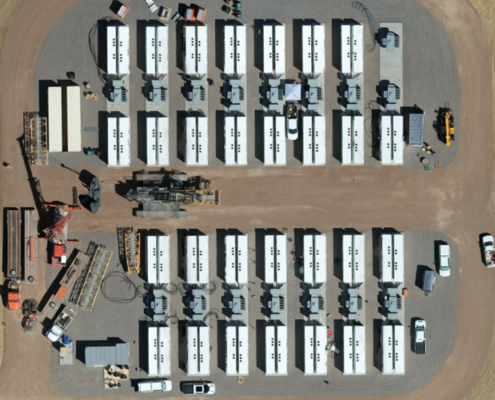 Aerial overhead view of a battery energy storage system built by Ameresco for Nucor