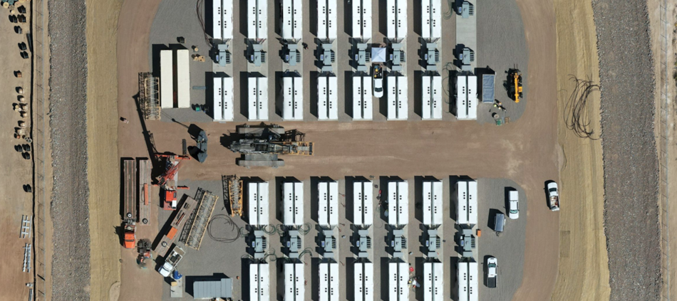 Aerial overhead view of a battery energy storage system built by Ameresco for Nucor
