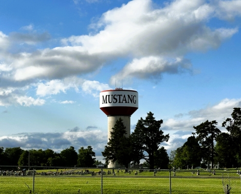 Water Tower in the City of Mustang OK USA